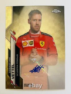 2020 Topps Chrome F1 Formula One Sebastian Vettel Gold Vinyl Auto #'d 1/1