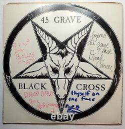 45 GRAVE Black Cross/Wax RARE AUTOGRAPHED TEST PRESSING G-1401 1981 + PAT SMEAR