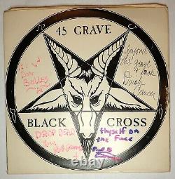 45 GRAVE Black Cross/Wax RARE AUTOGRAPHED TEST PRESSING G-1401 1981 + PAT SMEAR