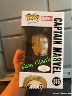 Brie Larson Signed Captain Marvel Funko Pop 516 Jsa Coa Auto Avengers Neon Suit