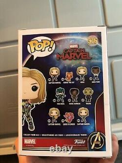 Brie Larson Signed Captain Marvel Funko Pop 516 Jsa Coa Auto Avengers Neon Suit