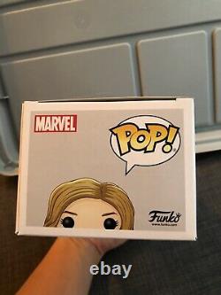 Brie Larson Signed Captain Marvel Funko Pop 516 Jsa Coa Auto Avengers Neon Suit