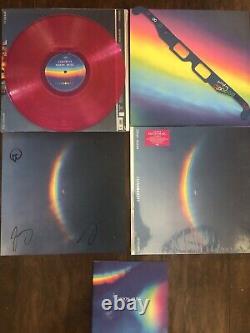 COLDPLAY Autographed Moon Music Eco Pink Vinyl LP Hand Signed. Glasses +book