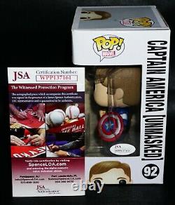 Chris Evans Signed Captain America Unmasked Age of Ultron Funko POP JSA PSA