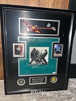Eddie Van Halen David Lee Roth autographed album vinyl LP framed guitar JSA COA
