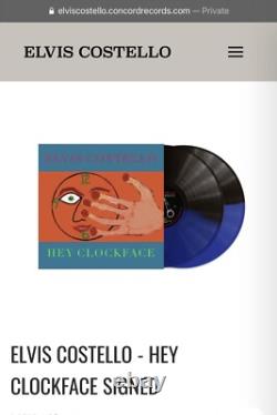 Elvis Costello Hey Clockface 2LP Blue/Black Vinyl Signed Autographed JSA COA LOA