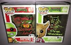 Funko POP RAPHAEL & SPLINTER AUTOGRAPHED ROB PAULSEN & PETER RENADAY CERTIFIED