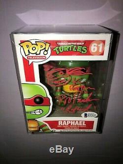 Funko POP RAPHAEL & SPLINTER AUTOGRAPHED ROB PAULSEN & PETER RENADAY CERTIFIED