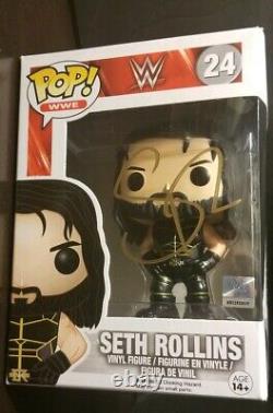 Funko POP WWE Signed Seth Rollins #24 Black Outfit Gear Vaulted JSA COA