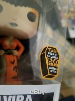 Funko Pop Spooky Empire Exclusive Elvira Orange Dress LE 1500 SIGNED JSA cert