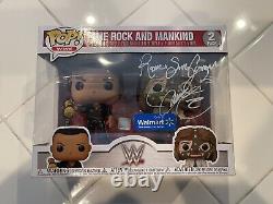Funko WWE The Rock And Mankind 2 Pack Walmart Exclusive Signed Auto Inscription