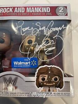 Funko WWE The Rock And Mankind 2 Pack Walmart Exclusive Signed Auto Inscription