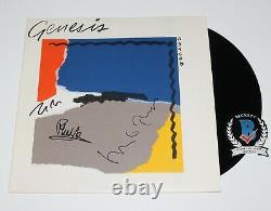 GENESIS BAND SIGNED'ABACAB' ALBUM VINYL RECORD BECKETT COA PHIL COLLINS TONY x3