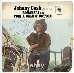 Johnny Cash Signed 1962 Bonanza! / Pick A Bale O' Cotton Vinyl Album JSA LOA