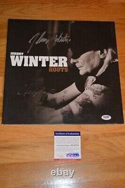 Johnny Winter Twice Signed Roots Autographed Vinyl LP Cover with PSA COA