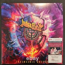 Judas Priest Band Signed Autographed Invincible Shield JSA Purple Record Vinyl