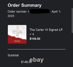 LIL WAYNE Tha Carter VI 6 Signed Vinyl LP Record PRESALE