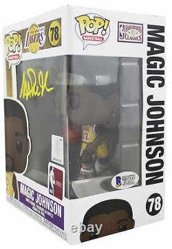Lakers Magic Johnson Signed NBA HWC #78 Funko Pop Vinyl Figure with Yellow Sig BAS