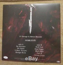 METRO BOOMIN & 21 SAVAGE signed auto SAVAGE MODE Vinyl LP JSA Sticker only