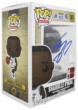 Magic Shaquille O'Neal Signed NBA HWC Funko Pop Vinyl Figure with Blue Sig BAS