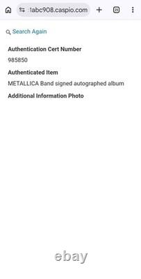 Metallica Master of Puppets Autographed Vinyl Record Authentication Pros