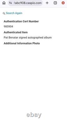 Pat Benatar Signed Record Album Vinyl Cover LP Autographed Crimes of Passion COA