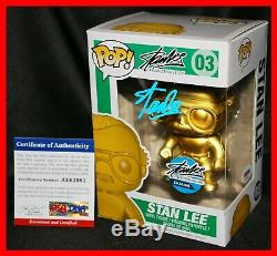 RARE Stan Lee Gold #03 Signed Collectibles. Com Exclusive Funko Pop PSA JSA