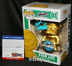 RARE Stan Lee Gold #03 Signed Collectibles. Com Exclusive Funko Pop PSA JSA