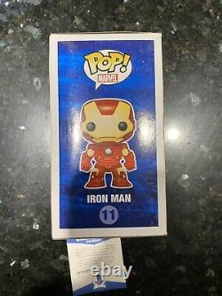 Robert Downey Jr signed Funko Pop Beckett COA Stark Iron Man Marvel Vaulted #11