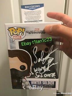 Sebastian Stan Signed Unmasked Winter Soldier Funko Pop 43 Bas Coa Auto