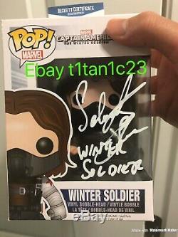 Sebastian Stan Signed Unmasked Winter Soldier Funko Pop 43 Bas Coa Auto