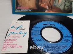 Serge Gainsbourg autograph vinyl 45t GOD SMOKER OF HAVANES signed live ticket