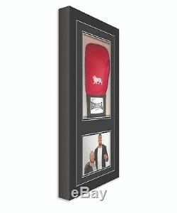 Signed boxing glove display case with photo Black Frame