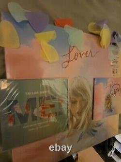 TAYLOR SWIFT Lover Pink & Blue Vinyl LP Autographed signed CD Bundle ME