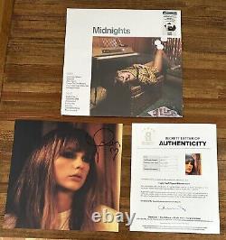 Taylor Swift Midnights Jade Green Vinyl & Autographed Signed Heart Photo Bas Coa