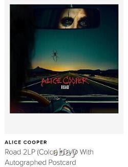 ALICE COOPER a signé Road 2LP Vinyl + DVD + Carte postale AUTOGRAPHIÉE PRÉVENTE