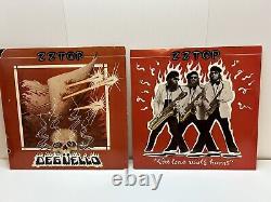 Album vinyle Eliminator de ZZ Top, signé et dédicacé par Billy Gibbons, lot de 2 (Deguello inclus)