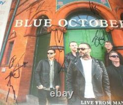 Bande D'octobre Blue Signée Vivre Du Manchester Lp 12 X3 Enregistrement Vinyle Auto Coa