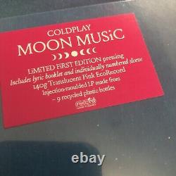 COLDPLAY Vinyle LP Moon Music Eco rose dédicacé autographé. Lunettes + livre