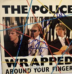 Couverture signée 45 - The Police - Sting - Andy Summers - Stewart Copeland - COA Autographe Wor