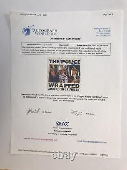 Couverture signée 45 - The Police - Sting - Andy Summers - Stewart Copeland - COA Autographe Wor