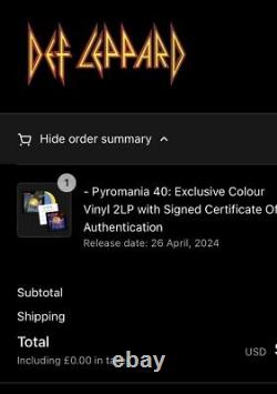 DEF LEPPARD Pyromania 40 Vinyle couleur 2LP et Certificat d'authenticité signé en main