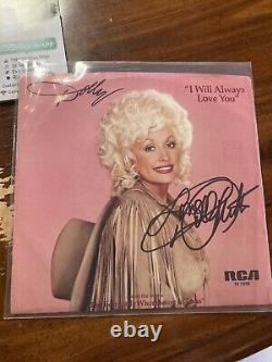 DOLLY PARTON Autographié Signé à la main Je t'aimerai toujours Disque 45 tours