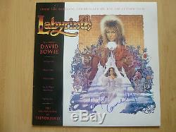 David Bowie & Jennifer Connelly Autogramme Signé Lp-cover Labyrinth Vinyle
