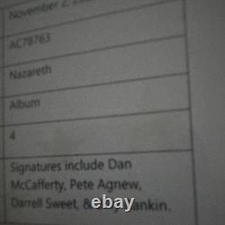 Disque Vinyle Original Autographié de Nazareth avec Authentification Beckett