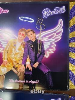 Elton John & Brandi Carte d'Art Signée Qui Croît aux Anges 2 cartes LP signées
