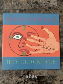Elvis Costello Hey Clockface 2LP Vinyle Bleu/Noir Signé Autographe JSA COA LOA
