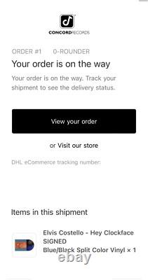 Elvis Costello Hey Clockface 2LP Vinyle Bleu/Noir Signé Autographe JSA COA LOA