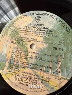 FLEETWOOD MAC Rumours Vinyle LP Signé Par MICK FLEETWOOD. REGARDEZ