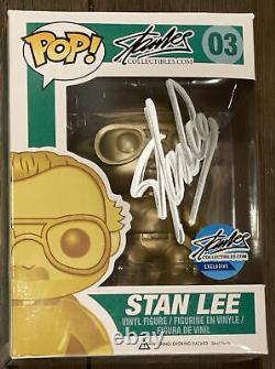 Funko Pop! Stan Lee Gold #03 Signé Autograph Excelsior Approuvé Exclusif